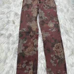 Pilcro Floral Women's Straight Leg Jeans - Brown and Cream